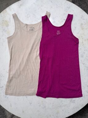 Magenta & Beige Tank Top Duo